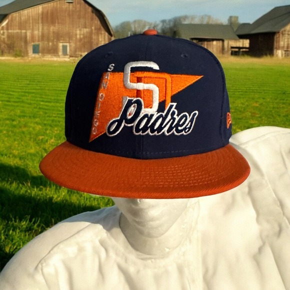 San Diego Padres Vintage Snapback Hat RARE Cooperstown 9fifty Navy Orange - Picture 1 of 8